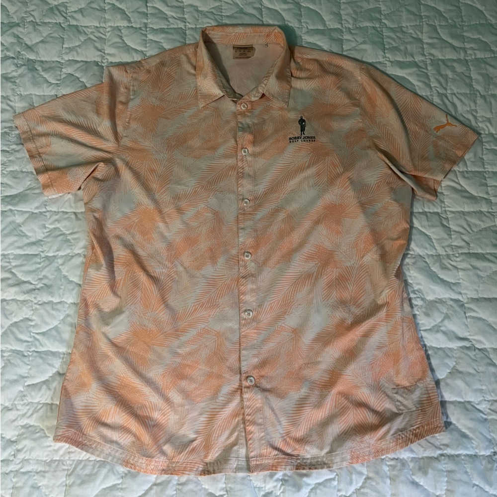 Bobby Jones Orange and White Casual Button Down Shirt